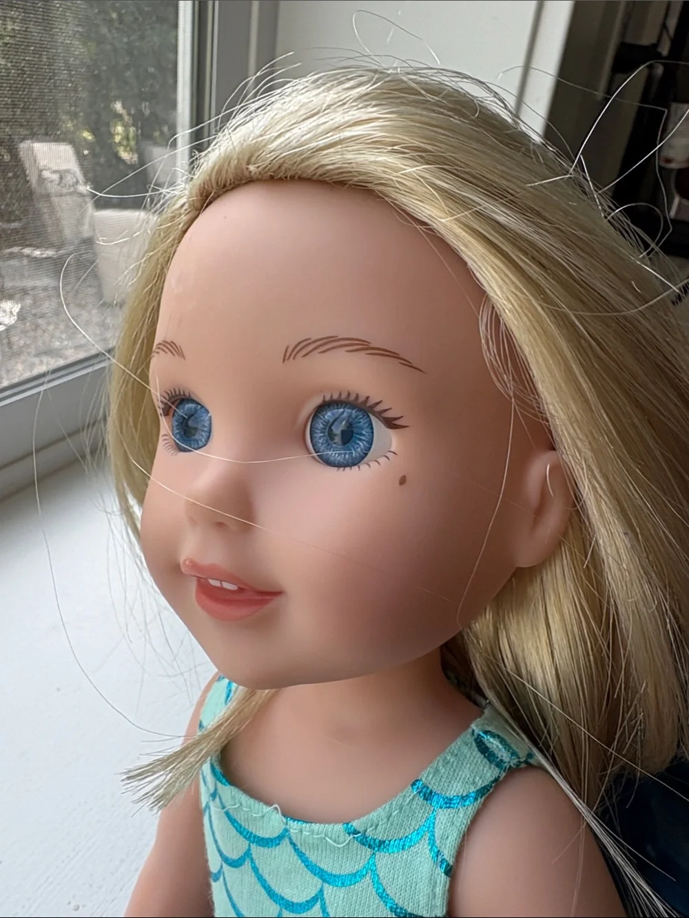 American Girl WellieWishers 14.5-inch Camille Doll with Blue Leotard, Mermaid.